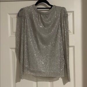 Cece Silver Sparkly Top with Cut Out Back
